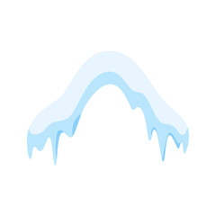 Set of isolated snowdrift and icicle, snow cap and snowball, snowflake decoration or ice template, frost shape and snowfall object, snowbank. Cartoon set of snow caps and icicles in various shapes.