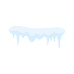 Snow caps, snowy ice and frozen icicles, vector cartoon icons, isolated on transparent background. Abstract snow frost caps and icicles of house roof shape for Christmas and New Year elements design.