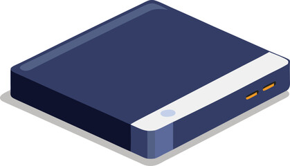 Minimalist isometric external hard drive mockup vector graphic for digital storage and data transfer