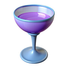 3d icon of a purple cocktail in a stylized glass, isolated on transparent background