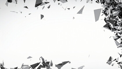 Naklejka premium 飛散する金属片 白い背景 光沢のある黒やグレーの金属片