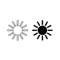 Two contrasting sun icons one outlined and one solid black