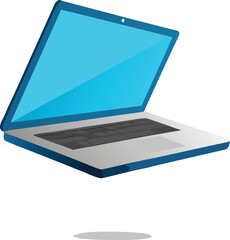 Modern vector floating laptop mockup tilted forward for digital designs