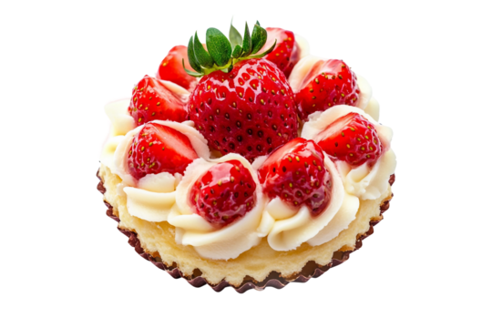 Strawberry donut isolated on transparent background