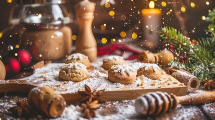 Obraz premium christmas cookies and christmas decorations