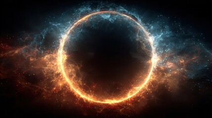 Glowing circular portal with swirling blue energy