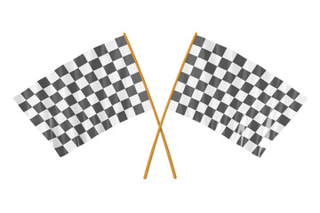Checkered racing flags crossing each other finish line celebration
