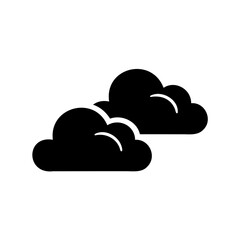 Two fluffy black cloud icons isolated on a clean white background