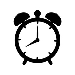 Alarm clock with bell shaped ringers in monochrome vector format illustration