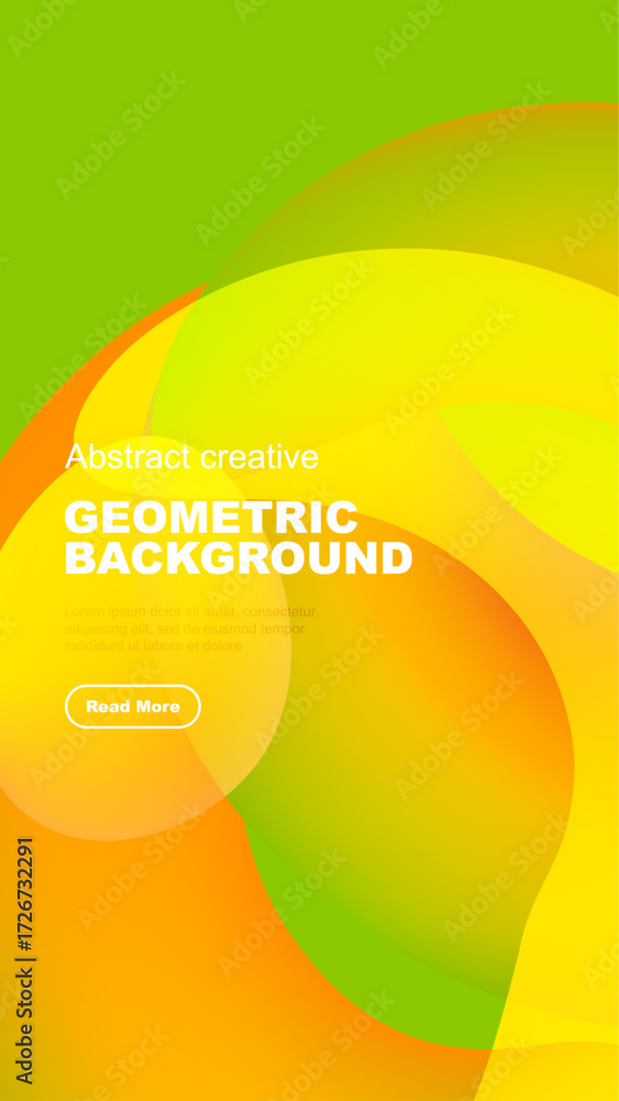 Poster vibrant abstract design. overlapping colorful shapes create dynamic composition. text elements prese