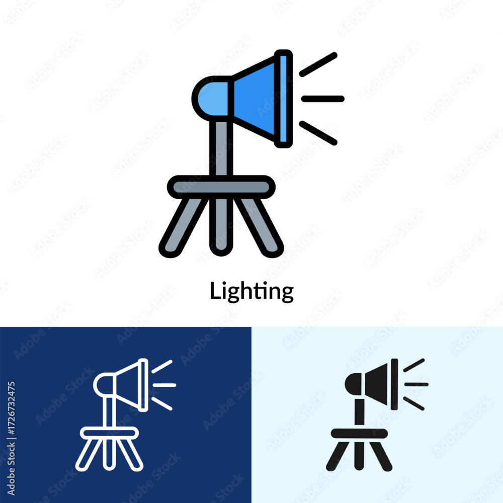 Poster lighting icon filled collection with multi styles