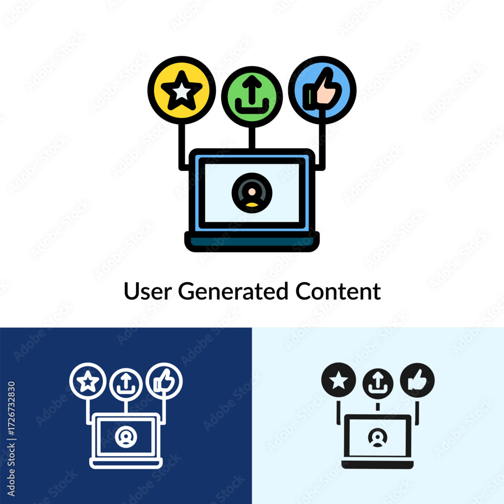 Poster user generated content icon filled collection with multi styles