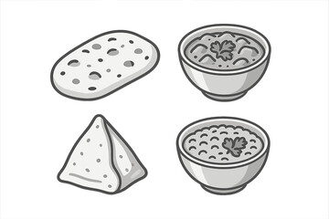 Delicious traditional Indian cuisine featuring naan bread, savory samosa, and hearty lentil soup, a complete and flavorful meal