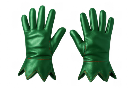 Green elf costume gloves pair for christmas