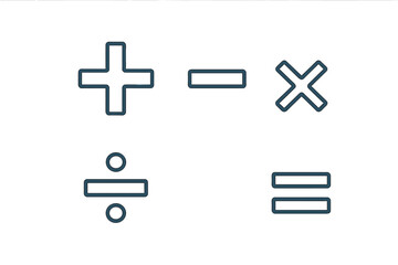 Obraz premium Essential mathematical operation symbols for addition subtraction multiplication division and equality calculations