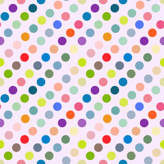 Colorful Retro Polka Dot Circle Pattern Seamless Background with a vintage retro design in blue and green tones. Suitable for fabric, paper, and decorative patterns.