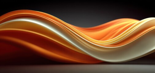 Abstract Wave of Orange and White Colors on a Dark Background