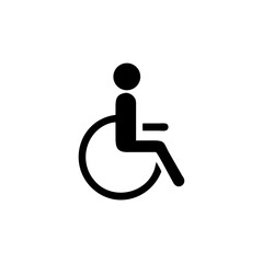 Handicapped patient icon vector, wheelchair icon on white background