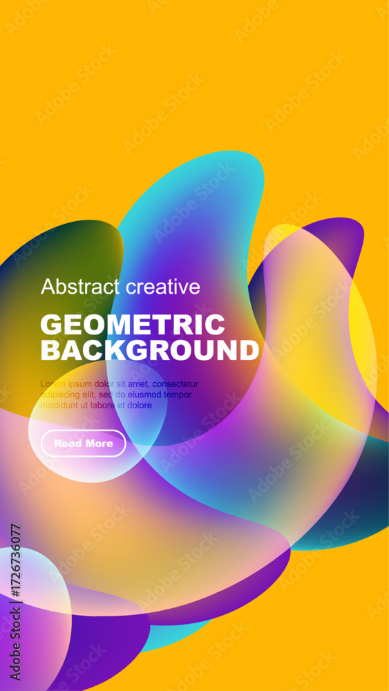 Poster vibrant abstract design features flowing shapes, bold text, dark background. yellow gradient dominat