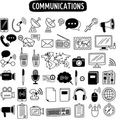 Communication Icons: A Hand-Drawn Doodle Collection