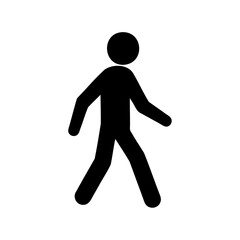 Black silhouette of a walking human figure on a white background image