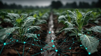 Smart Agriculture: Digital Farming in Field with Plants and Data Connection