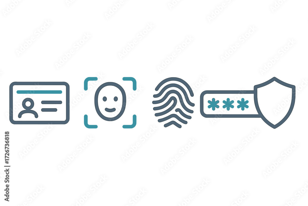Poster digital security and personal identification methods including biometric authentication, facial reco