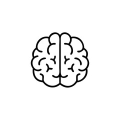 Human brain vector icon illustration, brain symbol in line style isolated on white background,