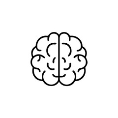 Human brain vector icon illustration, brain symbol in line style isolated on white background,