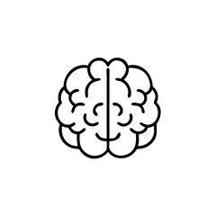 Human brain vector icon illustration, brain symbol in line style isolated on white background,