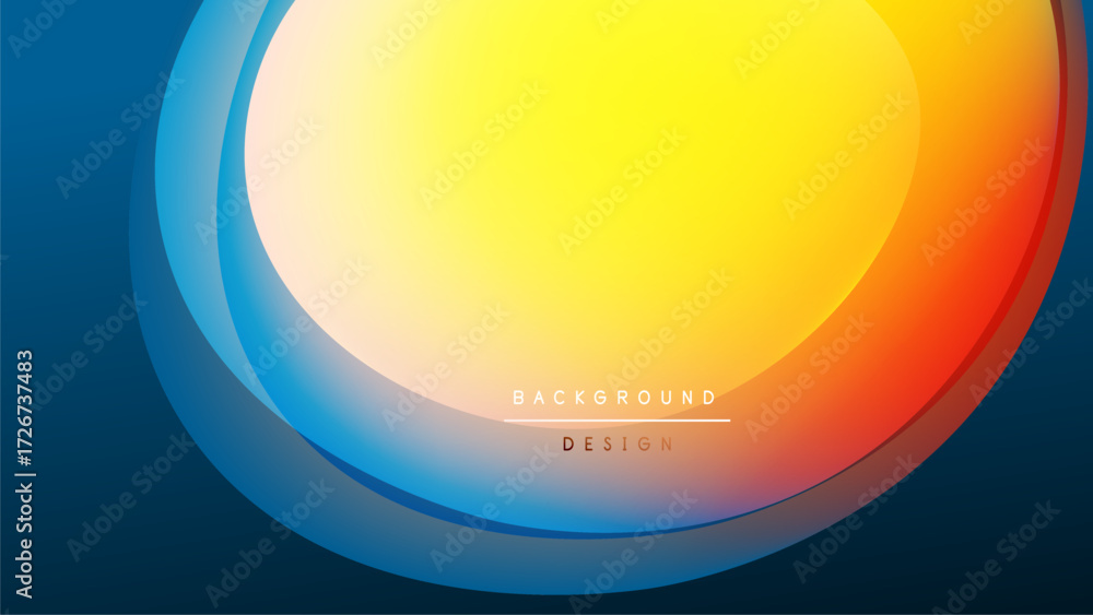 Poster abstract colorful layers create dynamic visual effect. smooth gradients transition from blue to oran
