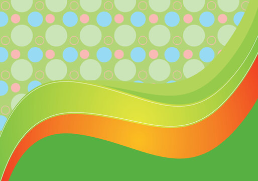Green Orange Wavy Pattern with Dotted Background Abstract Design Graphic Element
