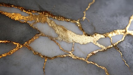 Obraz premium Cracked marble with gold veins
