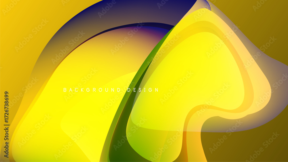 Aufkleber abstract yellow, purple waves over black background. smooth gradients create dynamic, flowing shapes