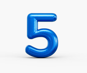 Vibrant blue number five balloon, perfect for birthdays and special events, 3d illustration