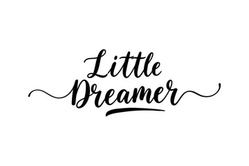 Inspiring action for little dreamers creative space typography design minimalist style artistic viewpoint imagination unleashed. Vector illustration