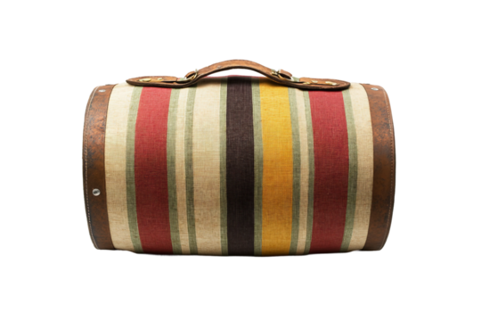 Casual striped leather backpack isolated on transparent background