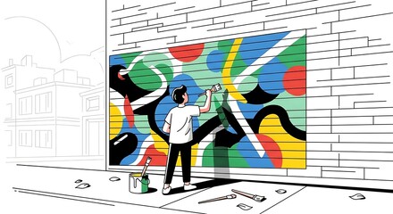 Mural Painting in City.