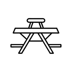 Picnic table outline in minimalist style for Camping & Outdoor Life  
