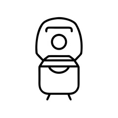 Simple camping toilet design in minimalist line art style  