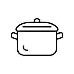 Cooking pot icon in minimalistic design for camping and outdoor life  