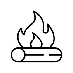 Simple line art of a campfire burning on a log for Camping & Outdoor Life  