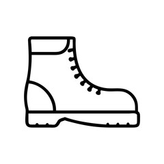 Hiking boot outline illustration in minimalist style on white background  