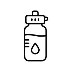 Water bottle filled with water in minimalistic design for camping  