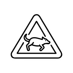 Warning sign with dog illustration in minimalistic style  