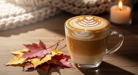 Autumnal latte cozy drink