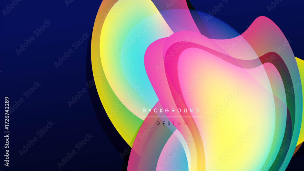 Poster abstract vibrant layers create flowing form. colors blend, offering dynamic visual experience. moder