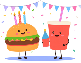 Fun Fast Food Birthday Clipart PNG