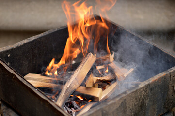 burning woods on open fire background