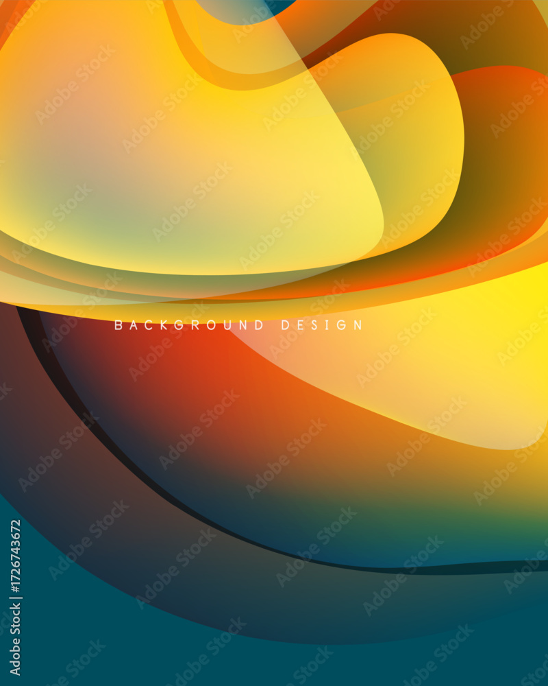 Aufkleber abstract fluid shapes, warm colors blend. smooth gradients create dynamic background design. modern 